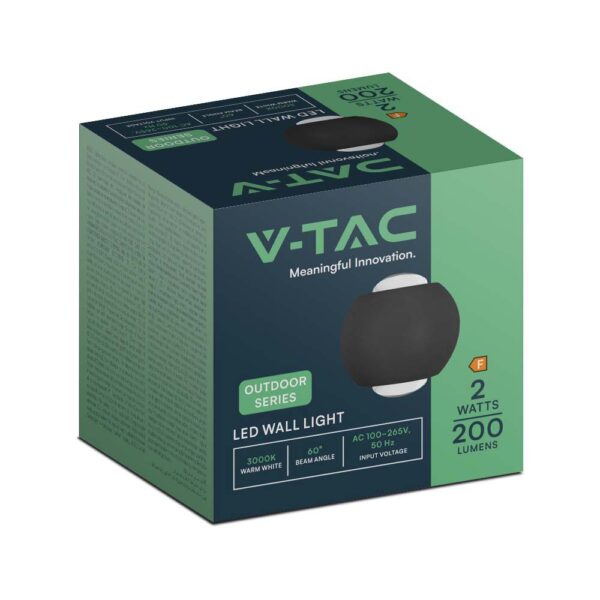 Απλίκα Up-Down LED 2W 4000K Μαύρου Χρώματος V-TAC – 10586
