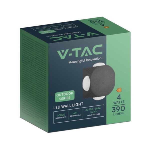 Απλίκα LED 4W 3000K Μαύρου Χρώματος V-TAC – 10588