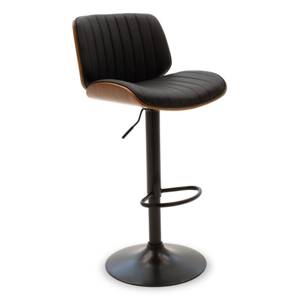 Bar stool Fern pakoworld adjustable height PU black wenge metal black 106-000005