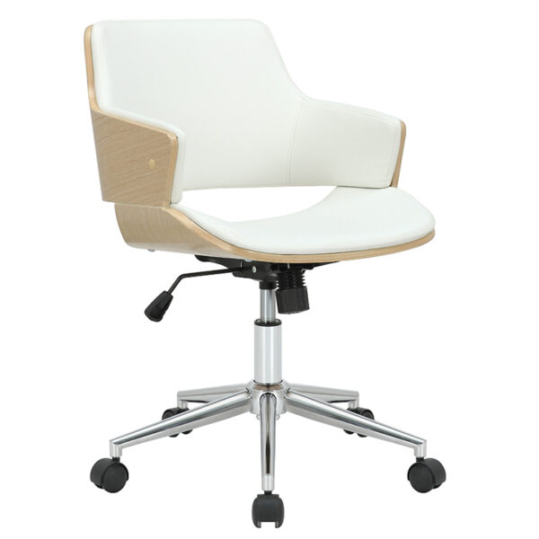 Manager office chair Fern pakoworld PU white natural wood 106-000025