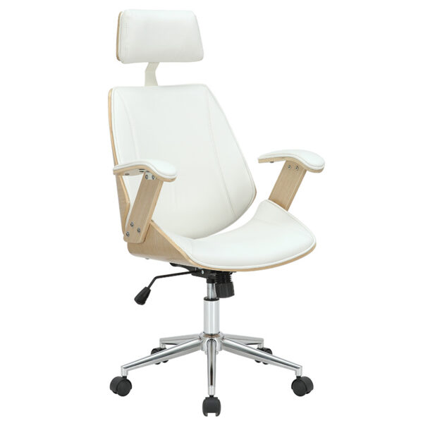 Manager office chair Fern pakoworld PU white-natural wood 106-000026