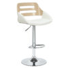 Bar stool Fern pakoworld adjustable height PU white natural-metal chrome 106-000028