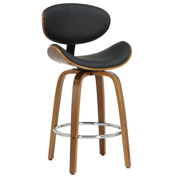 Bar stool Seren pakoworld black pu-wood walnut 106-000033