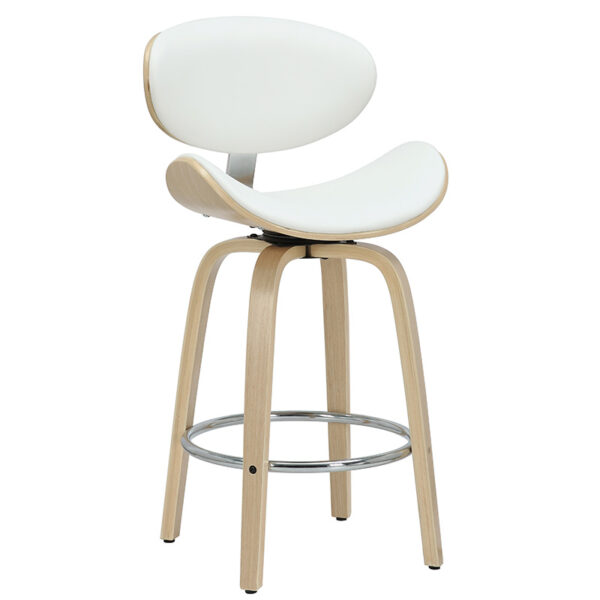 Bar stool Seren pakoworld white pu-wood natural 106-000034