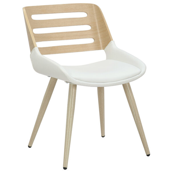 Chair Brody pakoworld white pu- natural leg 106-000036