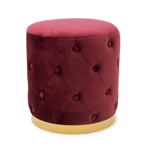 Cora pakoworld stool dark red velvet - golden metal 40x40x42cm 110-000006