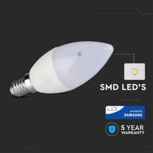 LED Λάμπα E14 7W Κεράκι V-TAC PRO Samsung Chip 200° 600lm 3000K  – 111