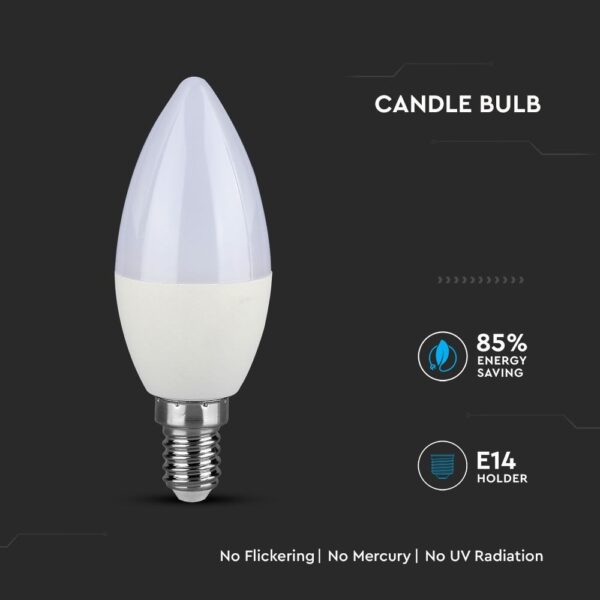 LED Λάμπα E14 7W Κεράκι V-TAC PRO Samsung Chip 200° 600lm 3000K  – 111