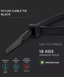 Δεματικό καλωδίων – tie wrap, 3.5 x 150mm σε μαύρο χρώμα, συσκευασία 100 τεμαχίων V-TAC – 11166