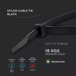 Δεματικό καλωδίων – tie wrap, 3.5 x 300mm σε μαύρο χρώμα,  συσκευασία 100 τεμαχίων V-TAC – 11170