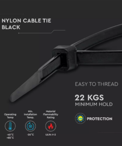 Δεματικό καλωδίων – tie wrap, 4.5 x 150mm σε μαύρο χρώμα, συσκευασία 100 τεμαχίων V-TAC – 11172