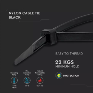 Δεματικό καλωδίων – tie wrap, 4.5 x 150mm σε μαύρο χρώμα,  συσκευασία 100 τεμαχίων V-TAC – 11172