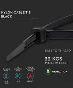 Δεματικό καλωδίων – tie wrap, 4.5 x 300mm σε μαύρο χρώμα, συσκευασία 100 τεμαχίων V-TAC – 11174