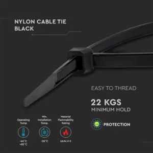 Δεματικό καλωδίων – tie wrap, 4.5 x 300mm σε μαύρο χρώμα,  συσκευασία 100 τεμαχίων V-TAC – 11174