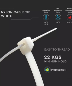 Δεματικό καλωδίων – tie wrap, 4.5 x 350mm σε λευκό χρώμα, συσκευασία 100 τεμαχίων V-TAC – 11175