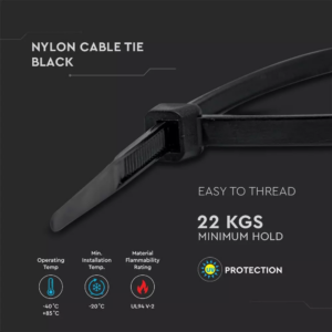 Δεματικό καλωδίων – tie wrap, 4.5 x 350mm σε μαύρο χρώμα,  συσκευασία 100 τεμαχίων V-TAC – 11176