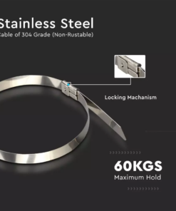 Ανοξείδωτο δεματικό καλωδίων 4.6 x 200mm συσκευασία 100 τεμαχίων V-TAC – 11188