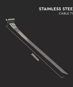 Ανοξείδωτο δεματικό καλωδίων 4.6 x 250mm συσκευασία 100 τεμαχίων V-TAC – 11189