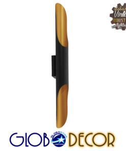 GloboStar® CHARME 01302 Μοντέρνο Φωτιστικό Τοίχου Απλίκα Δίφωτο Μαύρο – Χρυσό Μεταλλικό Φ5.5 x Π8 x Υ60cm