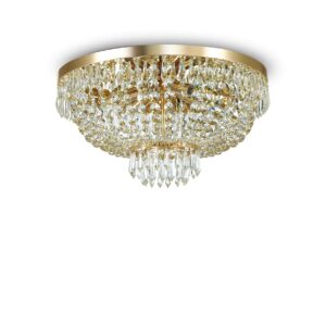 IDEAL LUX Φωτιστικό Οροφής CAESAR 6xG9 Κρύσταλλο και Χρυσό – 114682