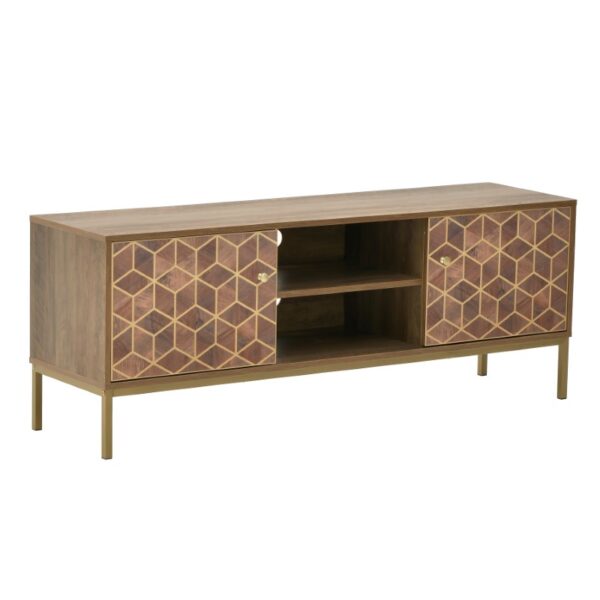 Έπιπλο τηλεόρασης Brilo Inart καφέ-χρυσό ξύλο 145x39x55εκ 115-003189