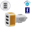 GloboStar® 115114 Φορτιστής Αναπτήρα Αυτοκινήτου Φόρτισης 5V με 3xUSB Θύρες Max 2.1A Λευκό – Χρυσό