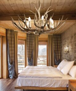 IDEAL LUX Κρεμαστό Φωτιστικό Οροφής CHALET 8xE14 Χρώμα Ξύλου – 115504
