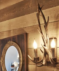 IDEAL LUX Απλίκα Τοίχου CHALET 2xE14 Χρώματος Ξύλου- 115511
