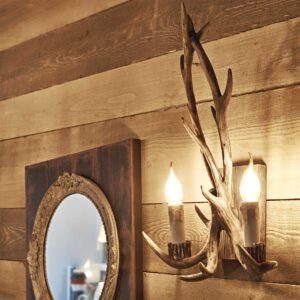 IDEAL LUX Απλίκα Τοίχου CHALET 2xE14 Χρώματος Ξύλου- 115511
