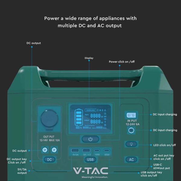 600W Output Portable Power Station EU Socket  V-TAC – 11626