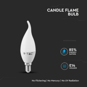 LED Λάμπα E14 Φλόγα 5.5W V-TAC PRO Samsung Chip 200° 470lm Θερμό 3000K – 117