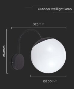 Επιτοίχιο αδιάβροχο φωτιστικό 1xE27 με μαύρο και opal σώμα V-TAC – 11823