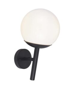 Επιτοίχιο αδιάβροχο φωτιστικό 1xE27 με μαύρο και opal σώμα V-TAC – 11824