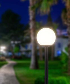 Φωτιστικό Κολωνάκι Δαπέδου Μαύρο 1xE27 με Πλαστική Οπάλ Μπάλα IP44 V-TAC – 11827