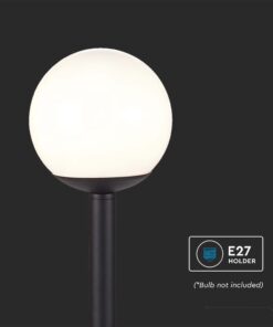 Φωτιστικό Κολωνάκι Δαπέδου Μαύρο 1xE27 με Πλαστική Οπάλ Μπάλα IP44 V-TAC – 11827