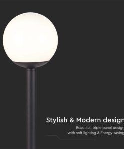 Φωτιστικό Κολωνάκι Δαπέδου Μαύρο 1xE27 με Πλαστική Οπάλ Μπάλα IP44 V-TAC – 11827