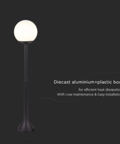 Φωτιστικό Κολωνάκι Δαπέδου Μαύρο 1xE27 με Πλαστική Οπάλ Μπάλα IP44 V-TAC – 11827