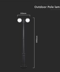 Επιδαπέδιο αδιάβροχο φωτιστικό κολώνα 2xE27 με μαύρο και opal σώμα V-TAC – 11828