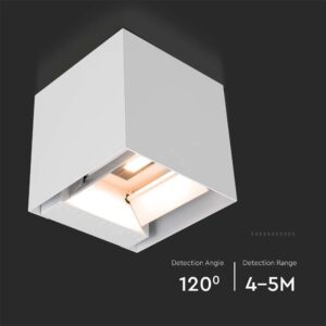 Επιτοίχιο Φωτιστικό Βεράντας COB LED 9W 3000K IP65 Ηλιακό Αισθητήρα Κίνησης PIR Λευκού Χρώματος V-TAC – 11886VT