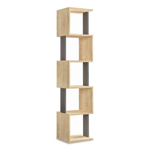 Bookcase - Column Piri pakoworld oak-anthracite 35x30x161cm 119-001027