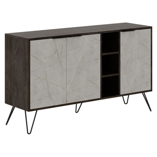 Buffet Clara pakoworld in walnu-white marble color 142×35.5x82cm 119-001132