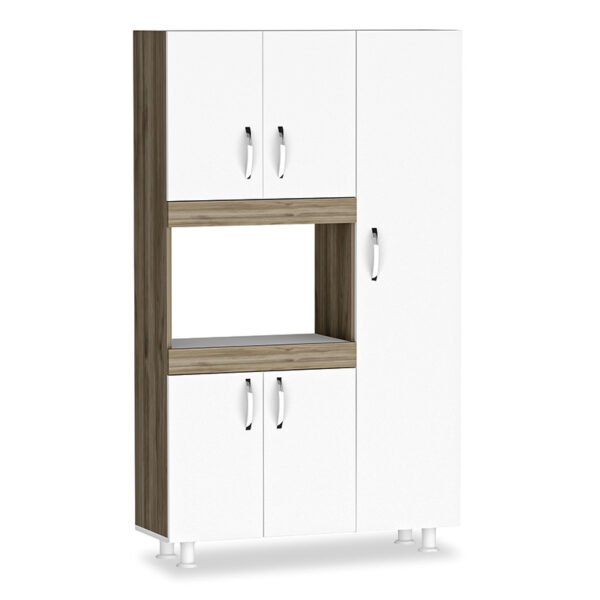 Kitchen cabinets Defne pakoworld in white-walnut color 89×37.5x160cm 120-000003