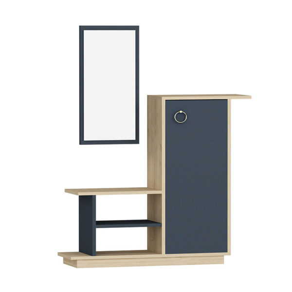 Entrance furniture with mirror Ceel pakoworld in white-walnut color 80×29.5x90cm 120-000006