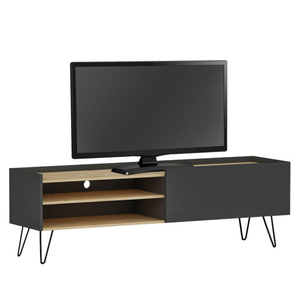 Tv stand Veronica pakoworld in dark grey-natural 120x33x49,5cm 120-000101