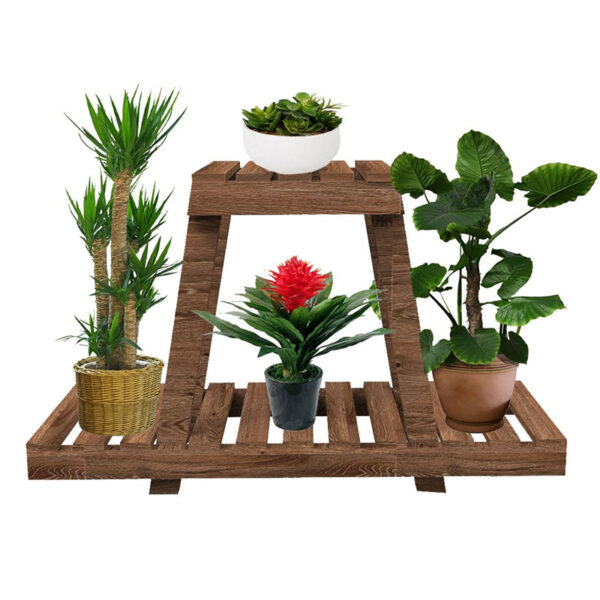 Plant shelf-stand unit Tisa pakoworld wooden brown 75x25x49cm 120-000158