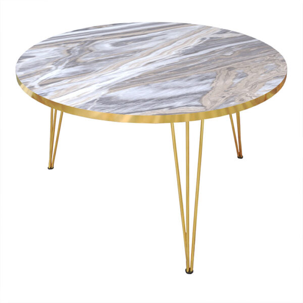 Coffee table Nidra pakoworld imitation white marble-golden D70x40cm 120-000258