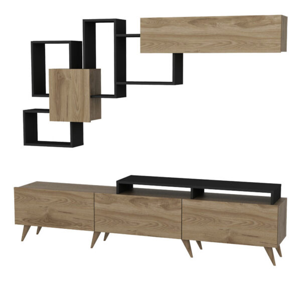 Tv Unit Aticus pakoworld walnut-black 180x37x156cm 120-000356