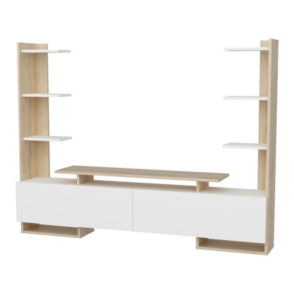 Tv Unit Clarry pakoworld white-natural 183.6x31.5x140cm 120-000357