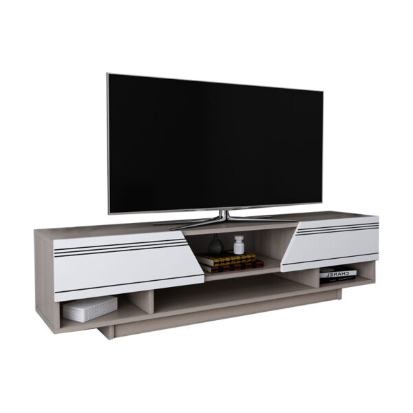 Tv stand Ianis pakoworld white-natural 160x37x34cm 120-000363