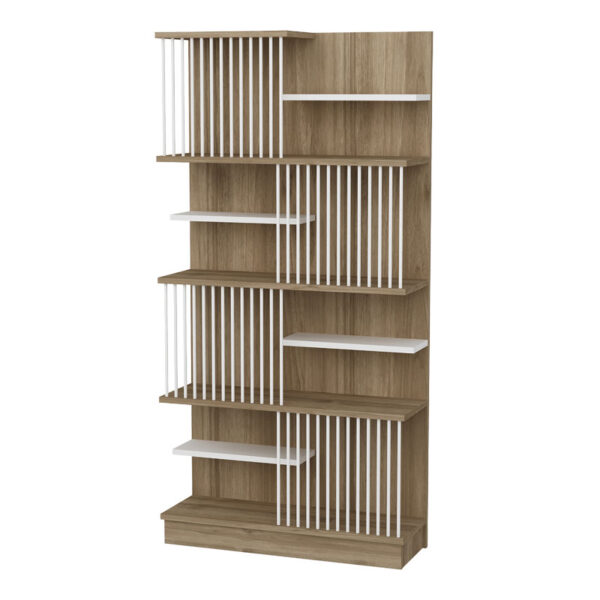 Bookcase Gassim pakoworld sonoma-white 80x26.4x160cm 120-000364